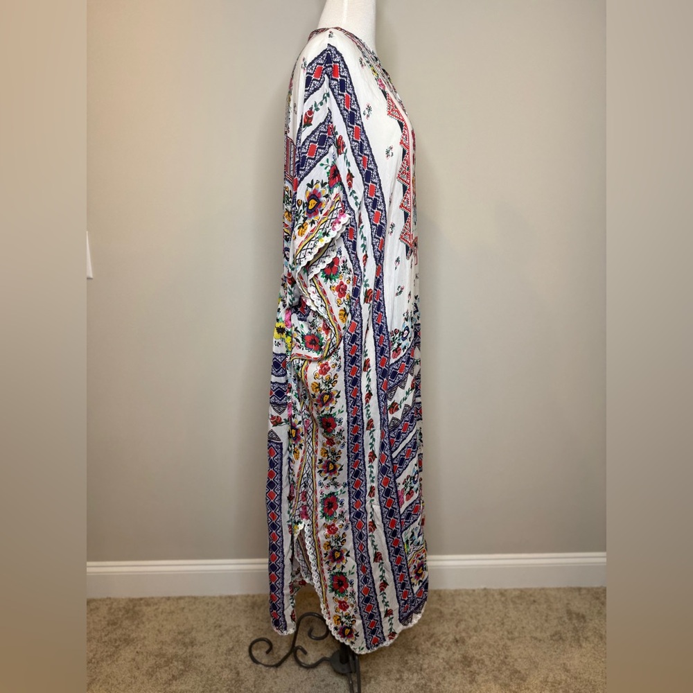 Johnny Was Matana Colorful Patterned Maxi Kaftan Size 1X Floral Boho Resort - Picture 6 of 11